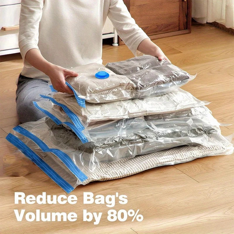 Vacuum Compression Storage Bags | Space Saving Bags for Clothes & Bedding | Travel & Home Organization