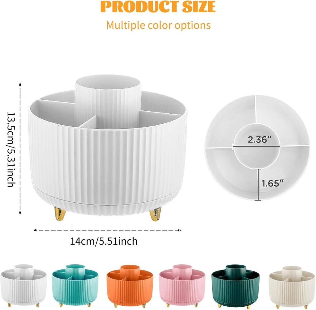360° Rotating Makeup Organizer | Multi-Compartment Cosmetic Storage Holder | Vanity Organizer for Brushes & Skincare | Makeup, Brushes, and Accessories are NOT Included