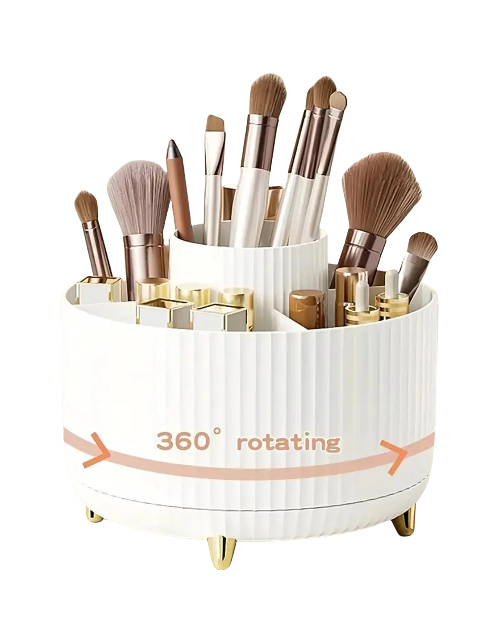 360° Rotating Makeup Organizer | Multi-Compartment Cosmetic Storage Holder | Vanity Organizer for Brushes & Skincare