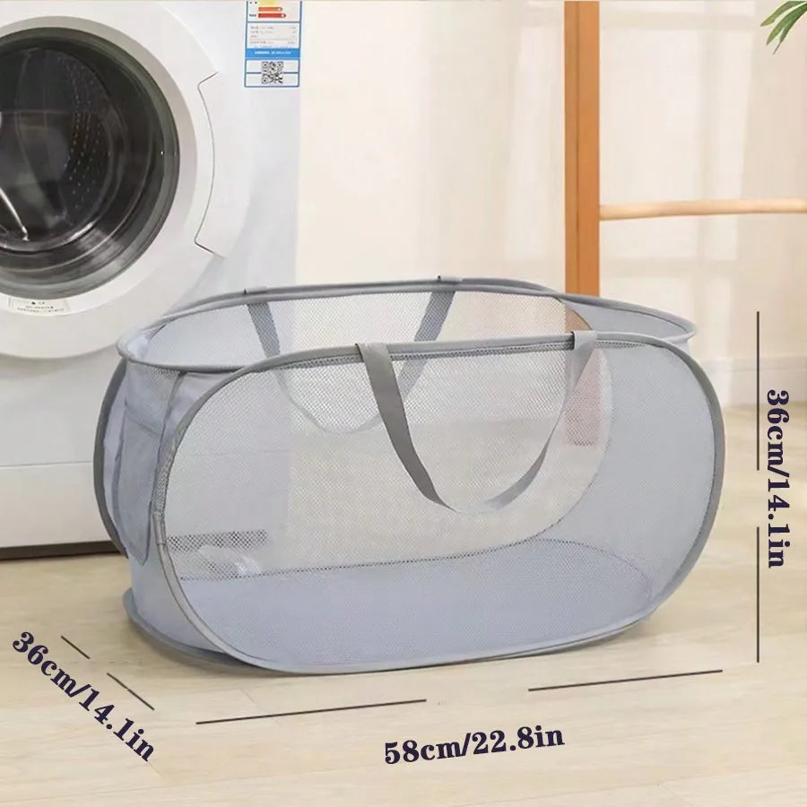 Foldable Laundry Basket | Large Capacity Laundry Hamper with Handles & Side Pockets | Collapsible Bathroom Storage Basket