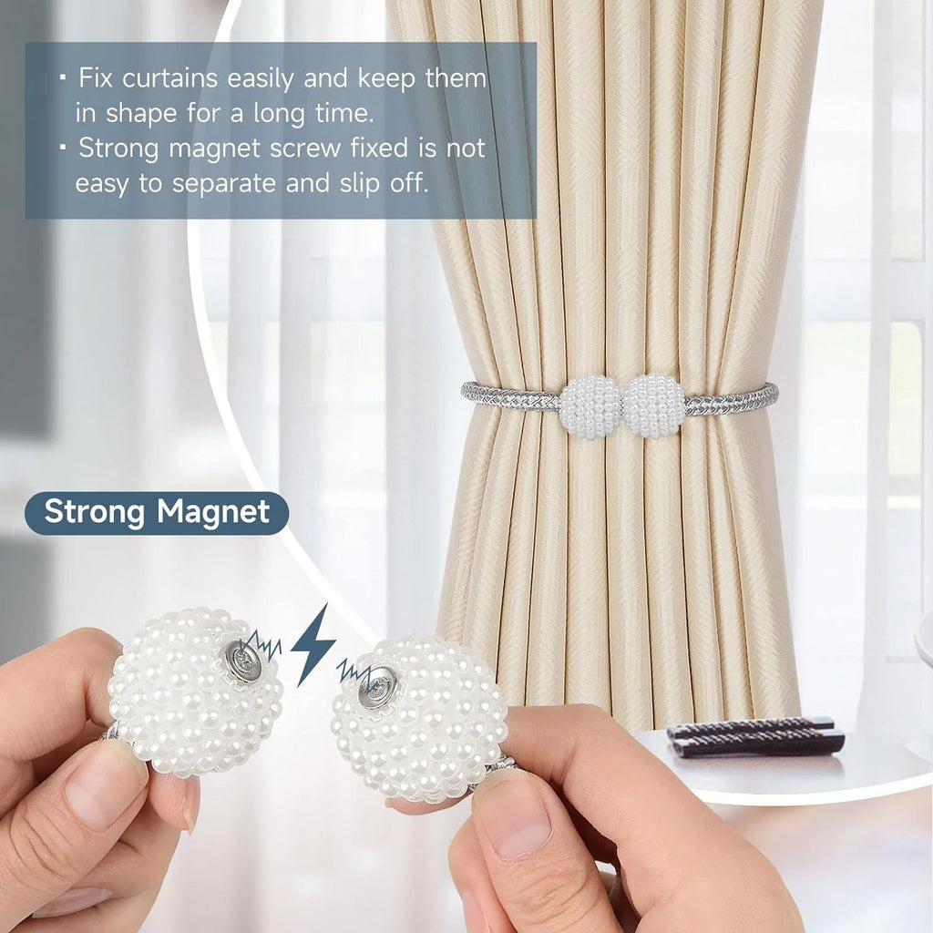 Pearl Magnetic Curtain Tiebacks | Decorative Curtain Clips