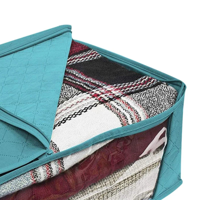 Large Foldable Storage Bin with Clear Window | Stackable Clothing & Blanket Organizer with Handles | Closet & Under Bed Storage
