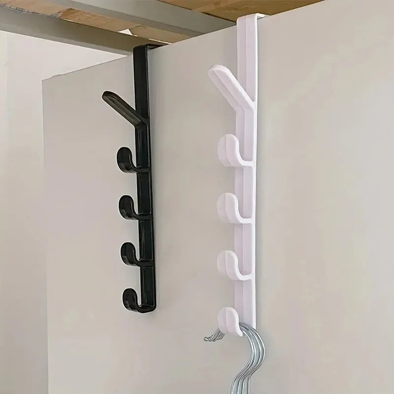 Over The Door Clothes & Purse Hanger | 5-Hook Bedroom Storage Rack | Space Saving Door Organizer for Bags, Hats & Jackets