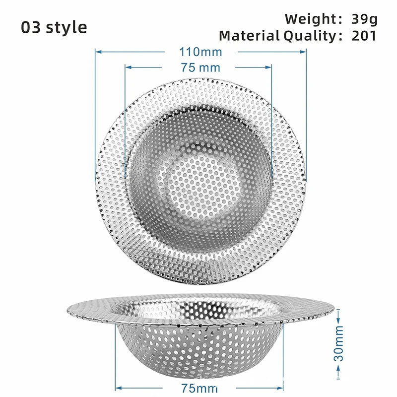 Stainless Steel Sink Strainer | Kitchen Sink Drain Filter | Shower Bathtub Bathroom Floor Drain Mesh Filter