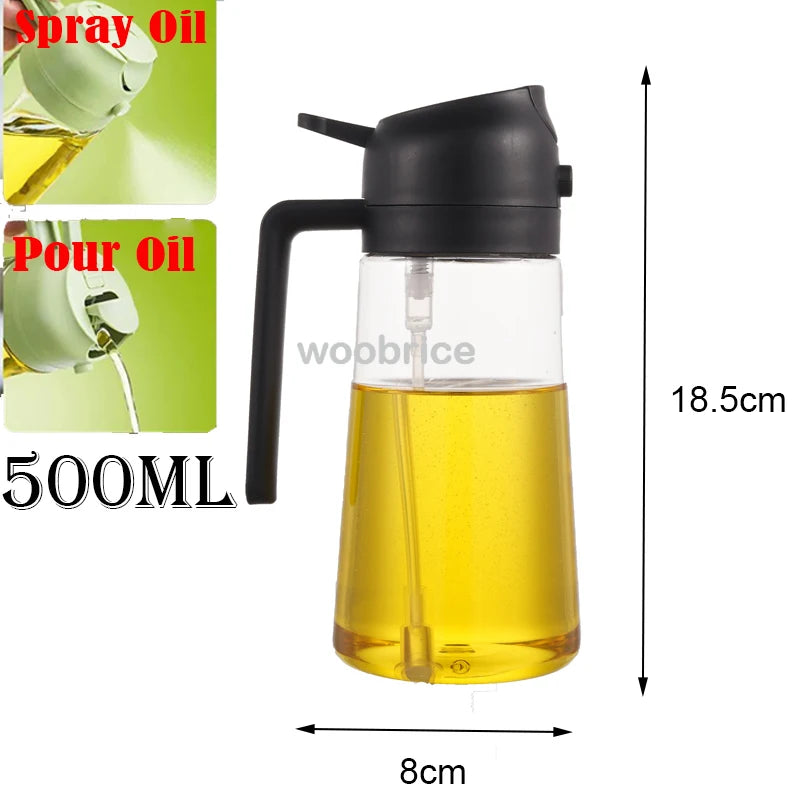 2-in-1 Oil Sprayer & Dispenser Bottle | Refillable Kitchen Oil Spray Bottle | Silicone Oil Brush Sold Separately | Olive Oil & Cooking Oil Mister for Cooking