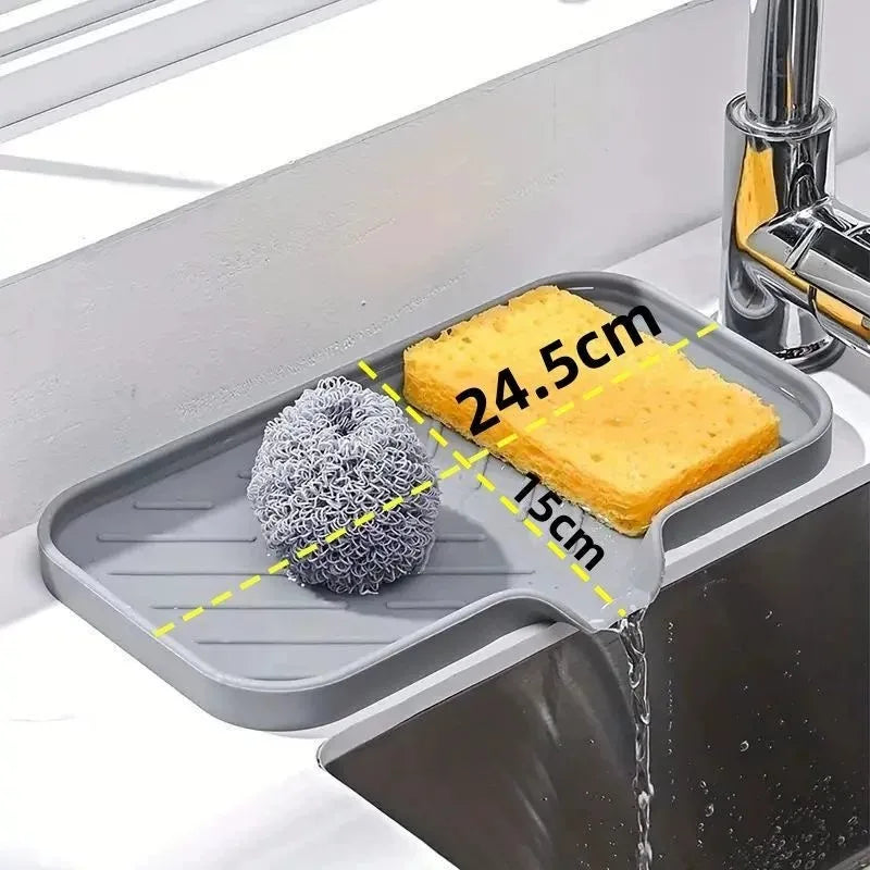 Soap and Sponge Holder | Kitchen and Bathroom Countertop Sink Drying Organizer Mat