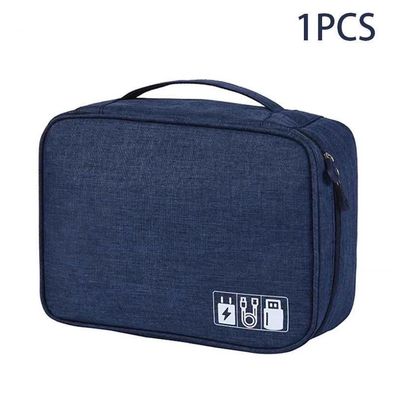 Travel Cable Organizer Bag | Waterproof Electronic Accessories Case for Chargers, USB Cables & Tech Storage