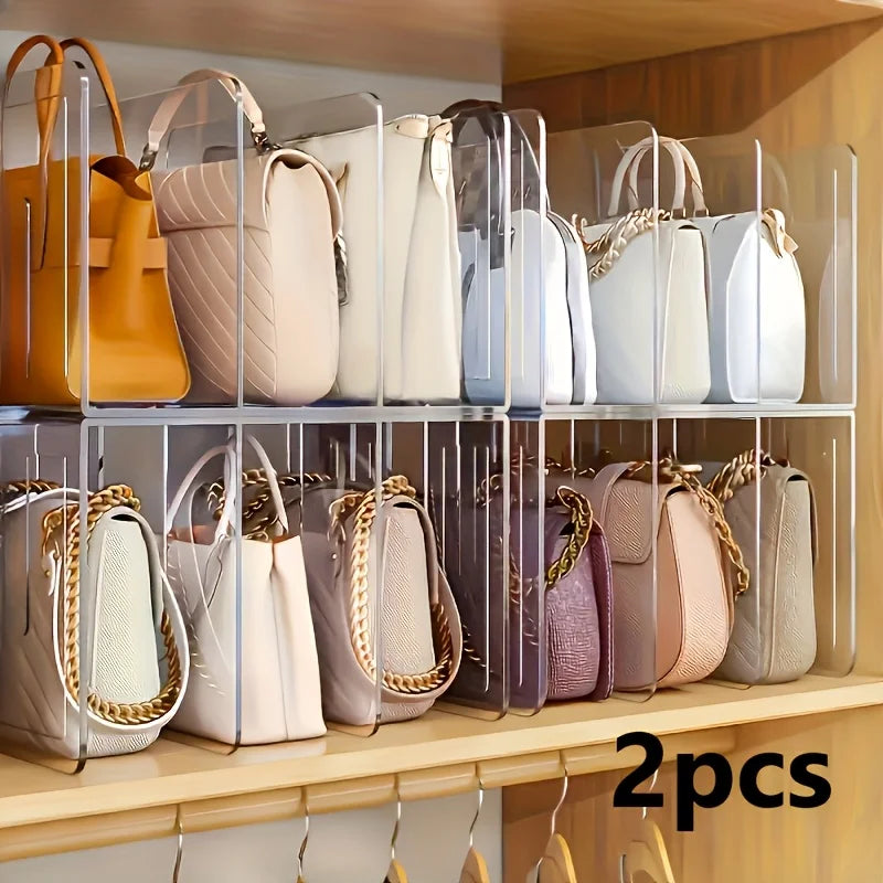 Clear Acrylic Handbag Organizer Set | Purse & Wallet Storage Racks | Space-Saving Closet Organizer for Bags, Books & Accessories