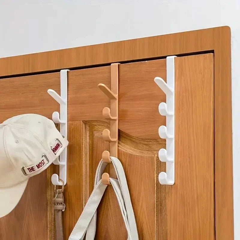 Over The Door Clothes & Purse Hanger | 5-Hook Bedroom Storage Rack | Space Saving Door Organizer for Bags, Hats & Jackets