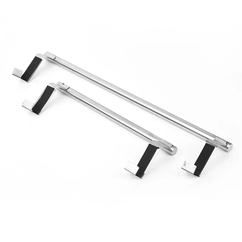 Stainless Steel Over Cabinet Towel Bar | Punch-Free Kitchen & Bathroom Door Towel Holder | Hanging Organizer Rack