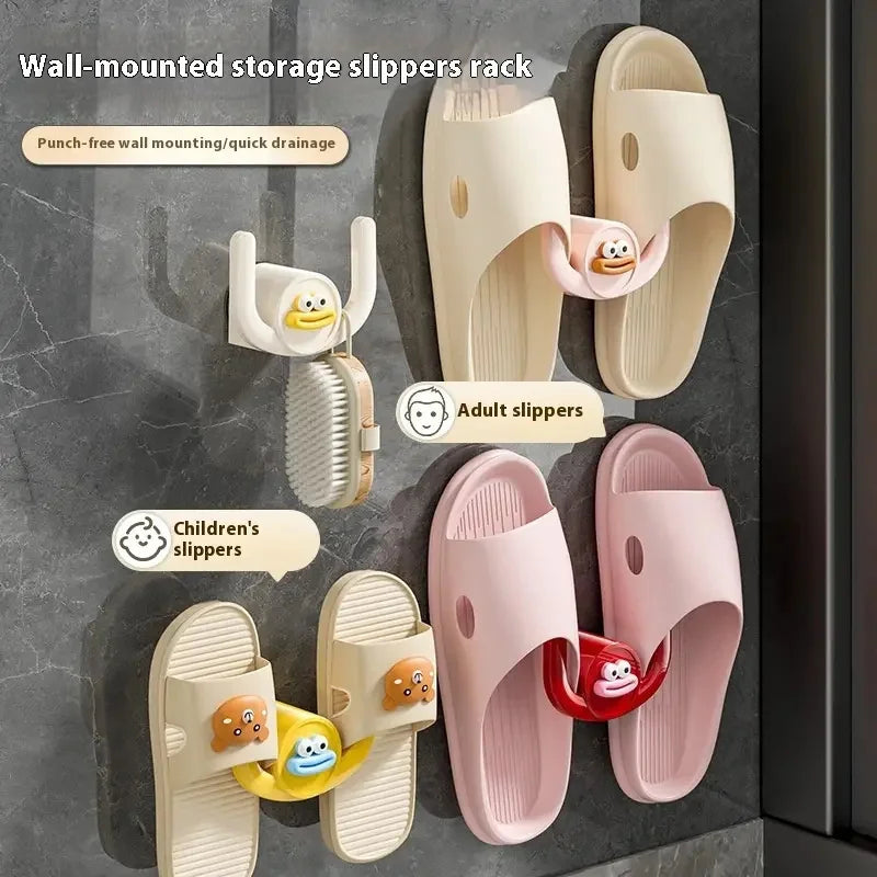 Self-Adhesive Shower Slipper Holder | Wall Mount Bathroom Hook for Shower Shoes, Washcloths & Hair Accessories | No-Drill Organizer