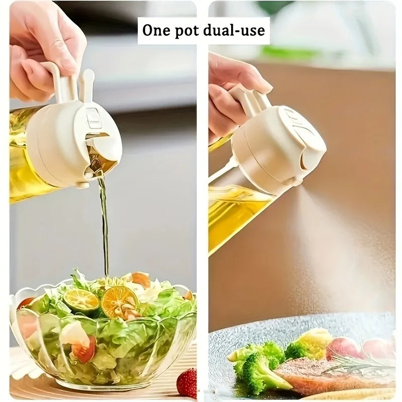 2-in-1 Oil Sprayer & Dispenser Bottle | Refillable Kitchen Oil Spray Bottle | Olive Oil & Cooking Oil Mister for Cooking