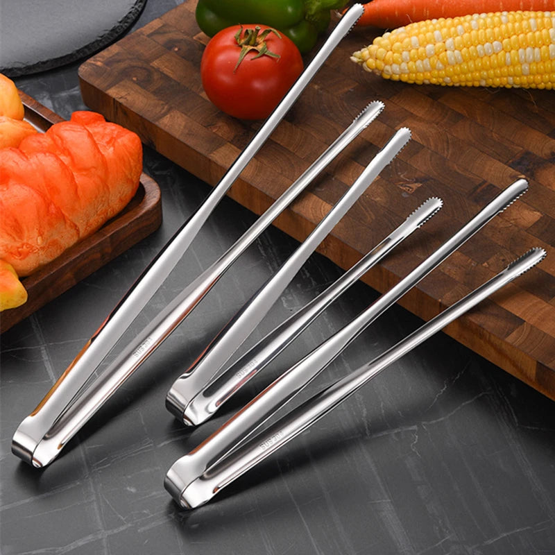 Stainless Steel Kitchen Tongs | Non-Slip BBQ Grill Cooking and Serving Tongs | Long-Handle Cooking Tongs | Food Serving & Grilling Utensil