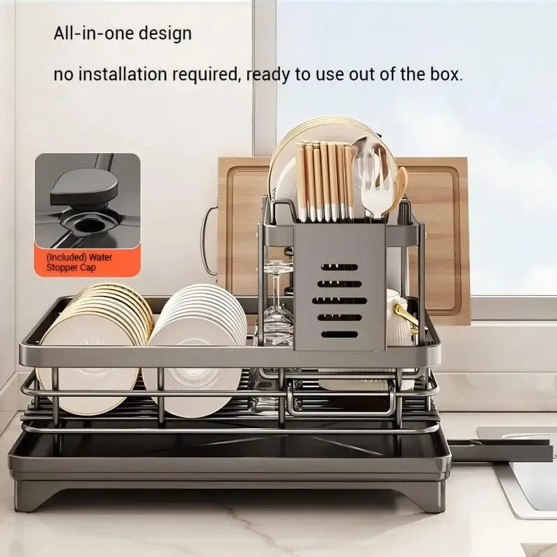 Stainless Steel Dish Drying Rack with Drainboard
