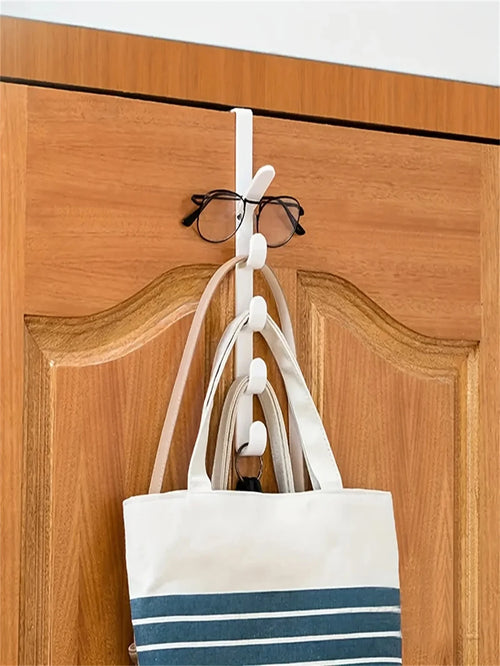 2 Pieces of Over-The-Door Hanging Storage Racks with 4 Hooks - Durable Plastic Multi-Functional Storage Racks, suitable for wall