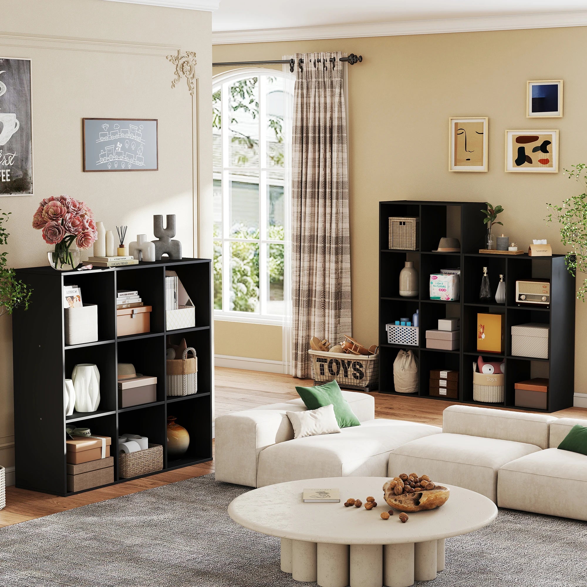 6, 8, or 9-Cube Storage Organizer Bookcase | Wooden Cubby Shelf for Living Room, Home Office & Display Storage