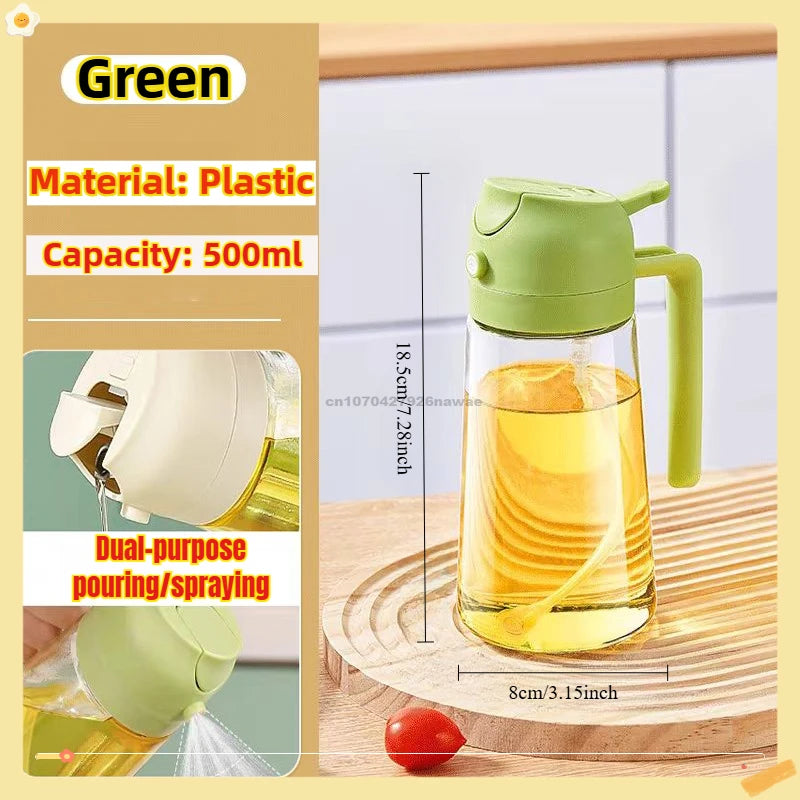 2-in-1 Oil Sprayer & Dispenser Bottle | Refillable Kitchen Oil Spray Bottle | Olive Oil & Cooking Oil Mister for Cooking