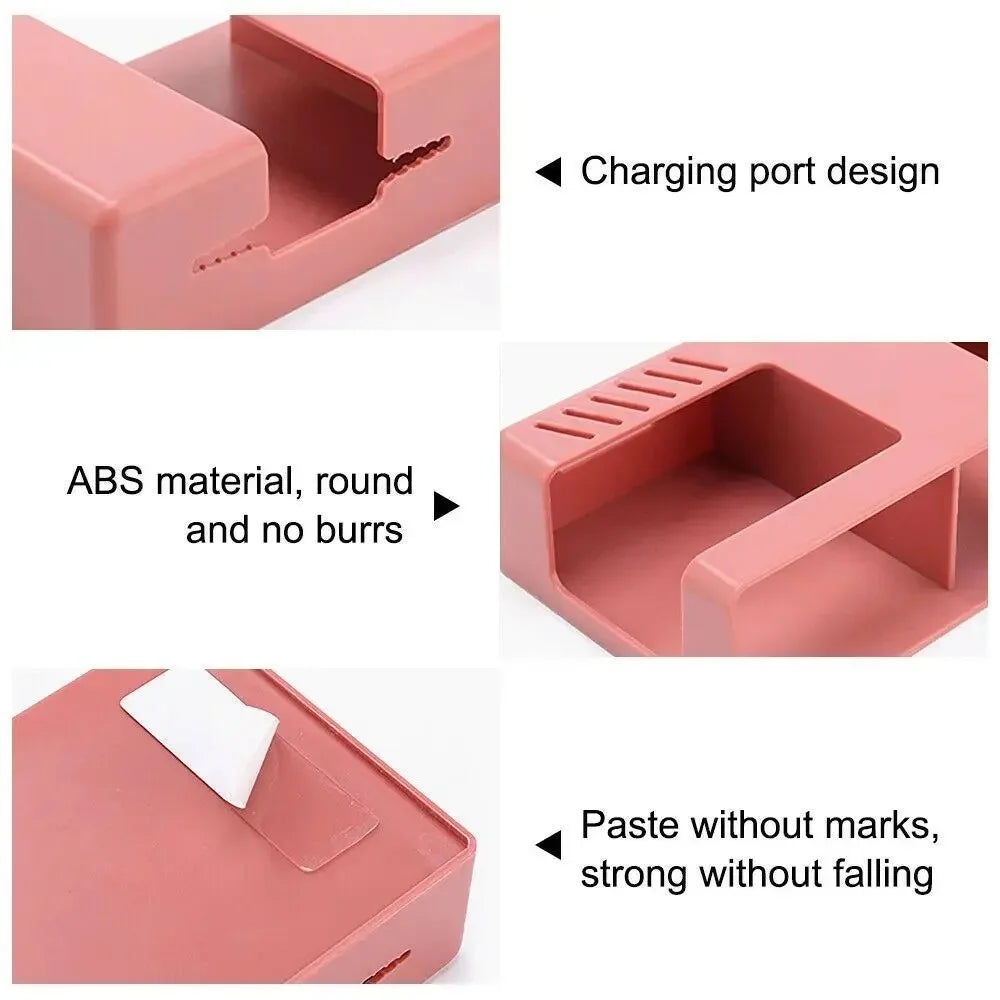 Wall Mounted Remote Controller Storage Box Mobile Phone Charging Holder Storage Box Universal Phone Stand Pen Pencil Organizer