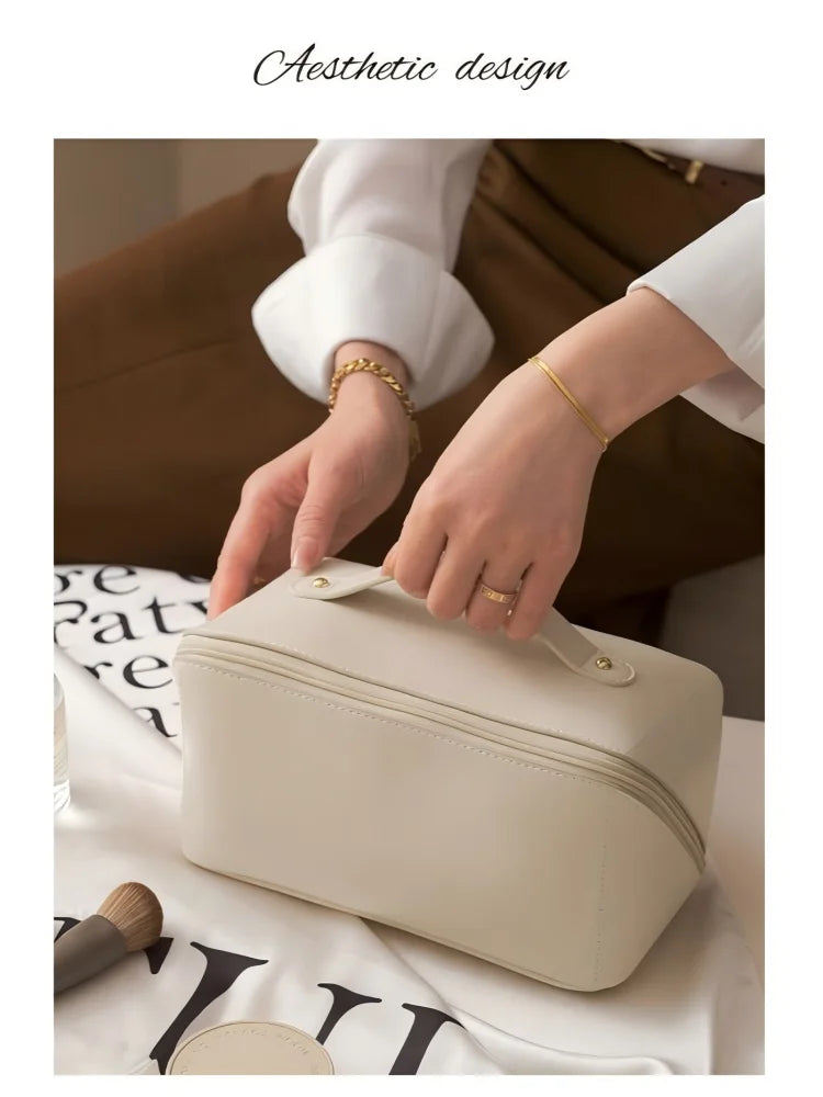 Luxury Makeup Bag | Large Capacity Toiletry Organizer Case | Zipper Cosmetic Storage Pouch for Women