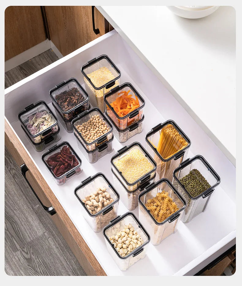 1-5PCS Airtight Food Storage Containers | Moisture-Proof Kitchen Storage Jars | Stackable Pantry Organizer | Clear Plastic Food Storage Containers