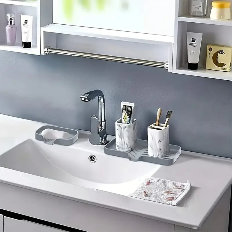 Soap and Sponge Holder | Kitchen and Bathroom Countertop Sink Drying Organizer Mat