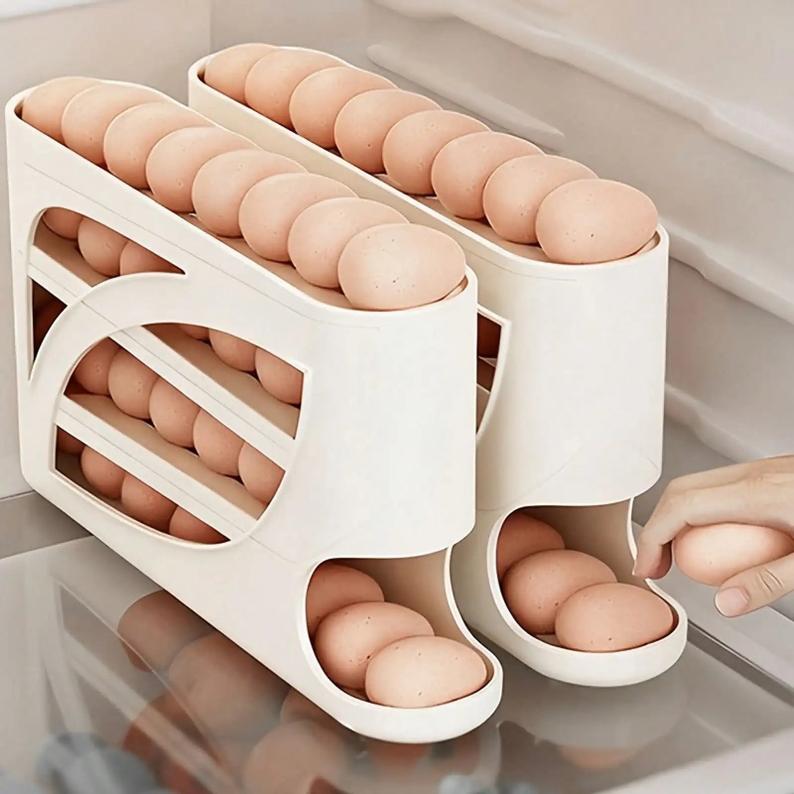 Rolling Egg Holder for Refrigerator | 30-Egg Capacity Automatic Rolling Egg Rack | Fridge & Kitchen Organizer