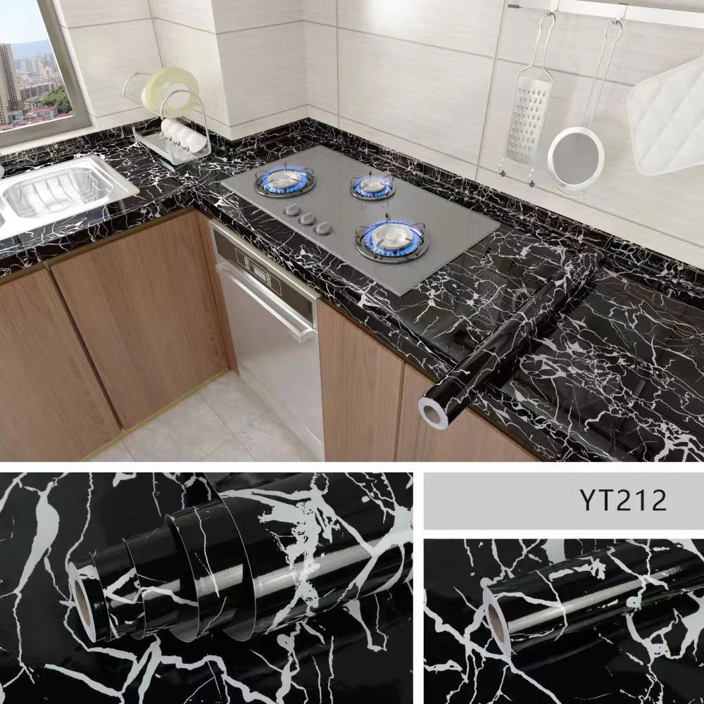 Marble Peel & Stick Wallpaper | Waterproof Oil-Proof Contact Paper for Kitchen Countertops, Cabinets & Backsplash Renovation