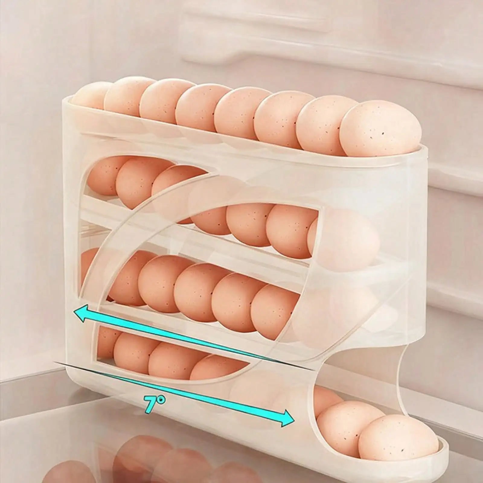 Rolling Egg Holder for Refrigerator | 30-Egg Capacity Automatic Rolling Egg Rack | Fridge & Kitchen Organizer