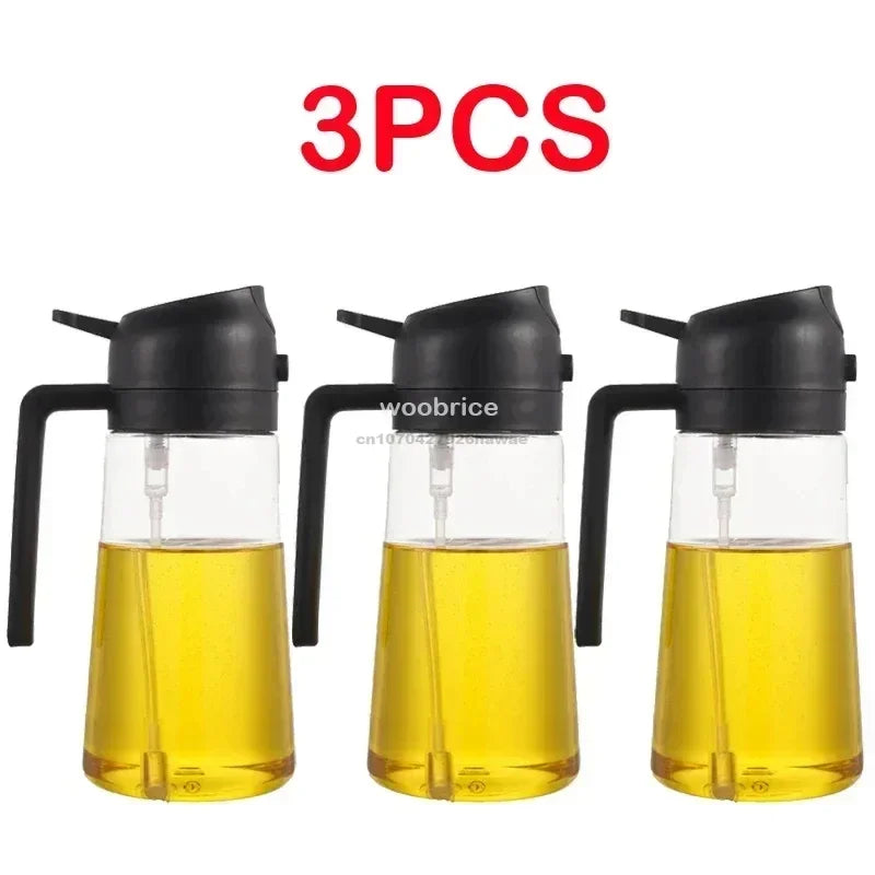 2-in-1 Oil Sprayer & Dispenser Bottle | Refillable Kitchen Oil Spray Bottle | Olive Oil & Cooking Oil Mister for Cooking