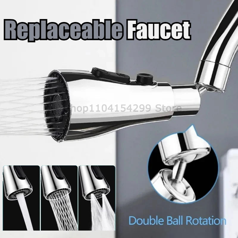 360° Rotating Kitchen Faucet Extender | Water-Saving Faucet Accessory | Dual-Rotation Faucet Aerator