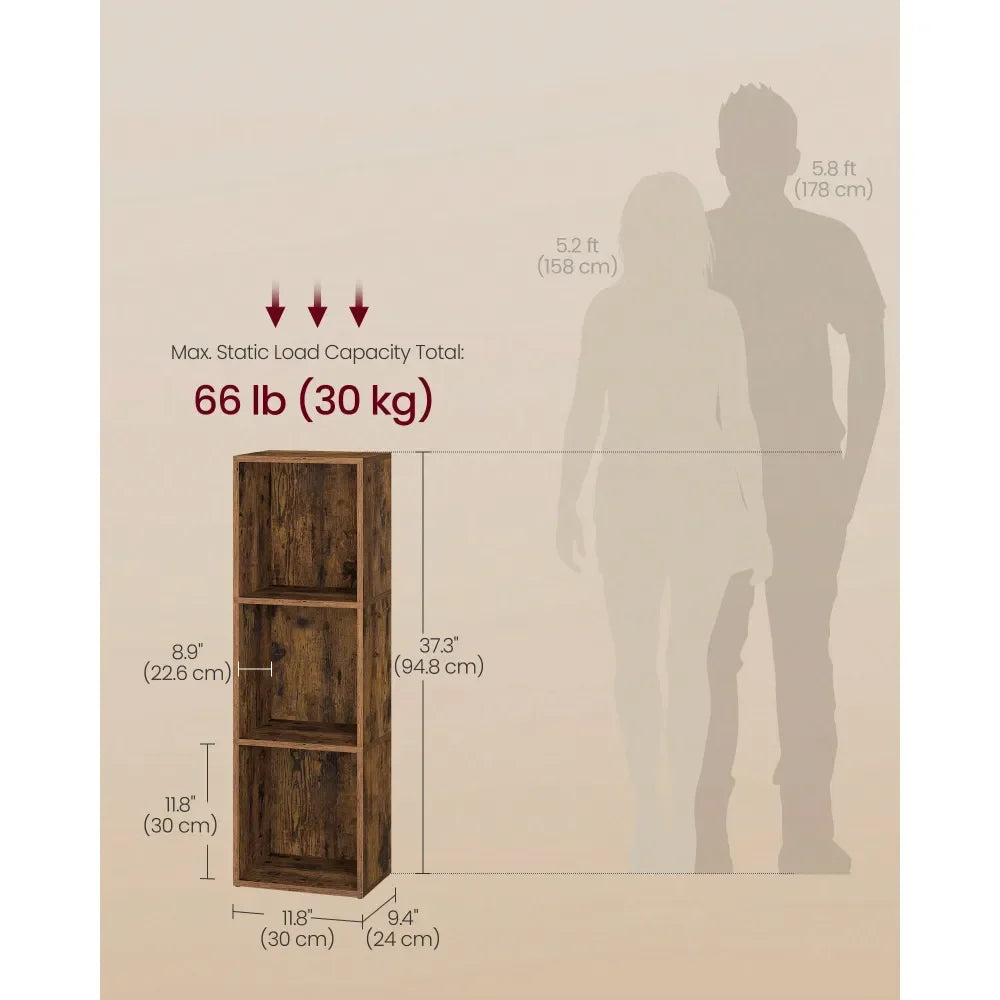 3-Tier Open Bookcase | Freestanding Narrow Storage Shelf for Living Room, Bedroom & Home Office Organization
