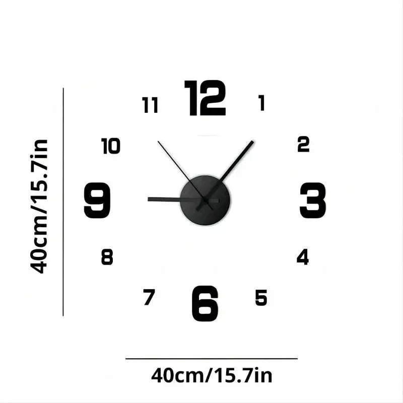 3D Frameless DIY Wall Clock | Large Wall Sticker Clock | Modern Living Room & Office Wall Decor
