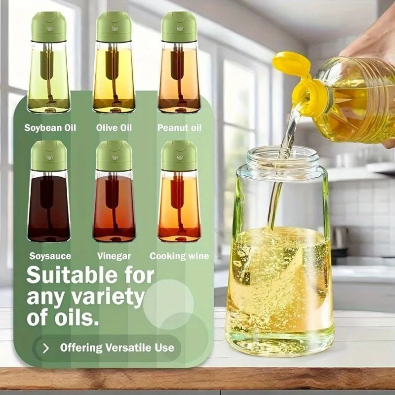 2-in-1 Oil Sprayer & Dispenser Bottle | Refillable Kitchen Oil Spray Bottle | Olive Oil & Cooking Oil Mister for Cooking