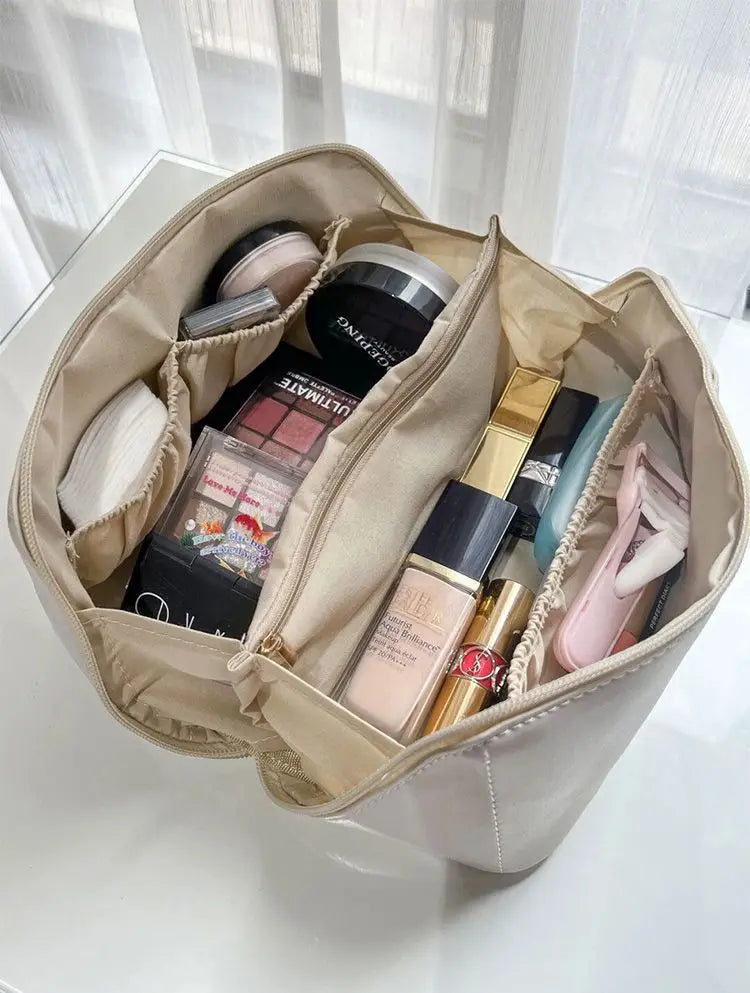 Luxury Makeup Bag | Large Capacity Toiletry Organizer Case | Zipper Cosmetic Storage Pouch for Women
