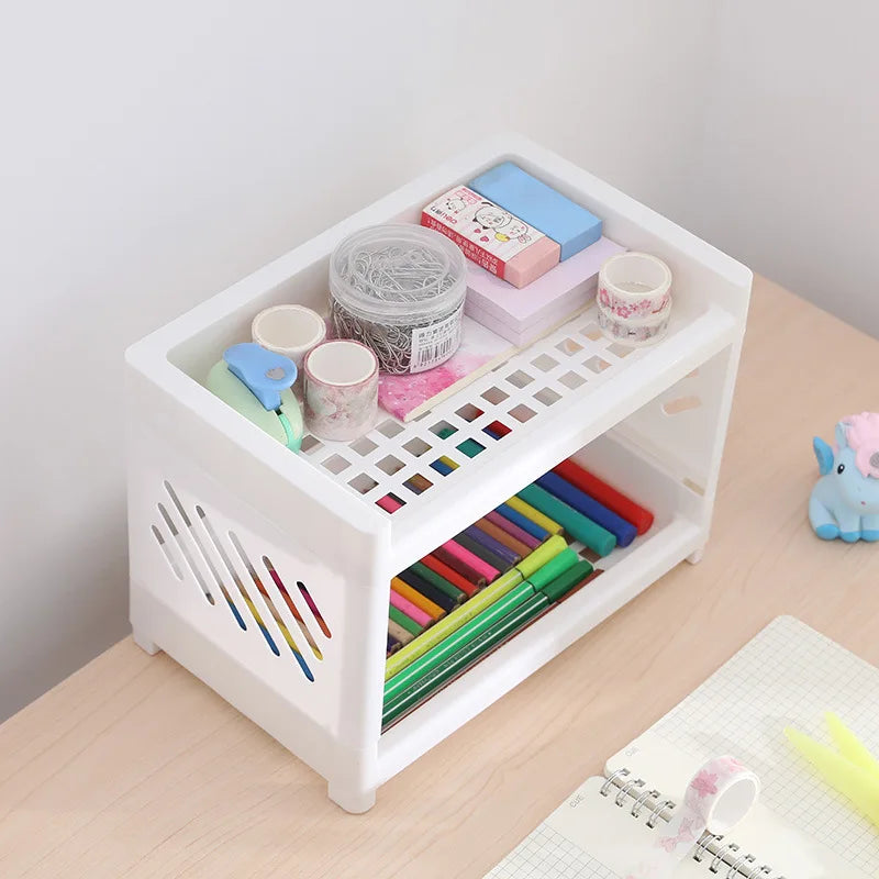 Desktop Storage Rack Organizer | Multi-Layer Stationery & Makeup Organizer | Office Desk Storage | Dorm Room Desktop Organizer