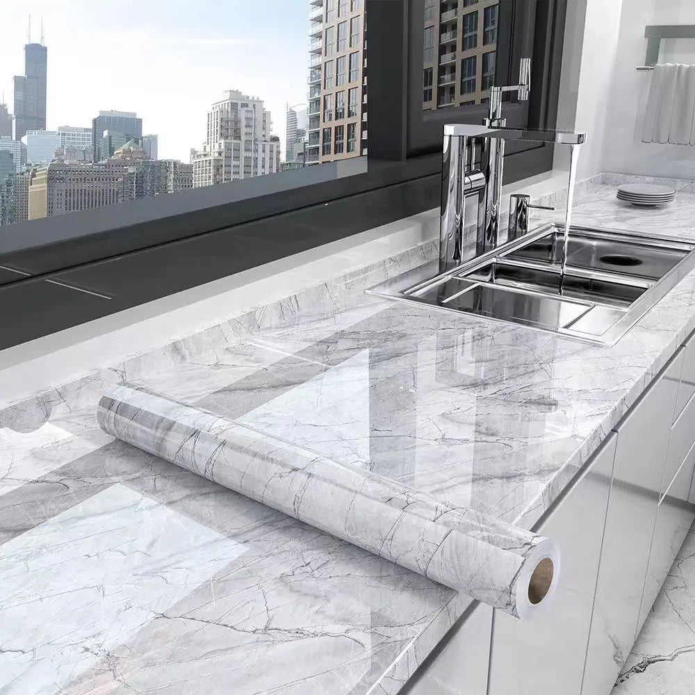 Marble Peel & Stick Wallpaper | Waterproof Oil-Proof Contact Paper for Kitchen Countertops, Cabinets & Backsplash Renovation