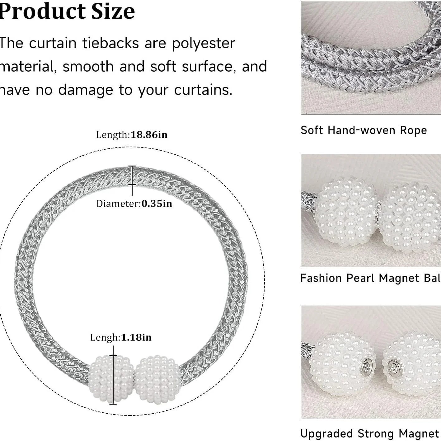 Pearl Magnetic Curtain Tiebacks | Decorative Curtain Clips