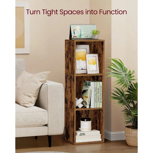 3-Tier Open Bookcase | Freestanding Narrow Storage Shelf for Living Room, Bedroom & Home Office Organization