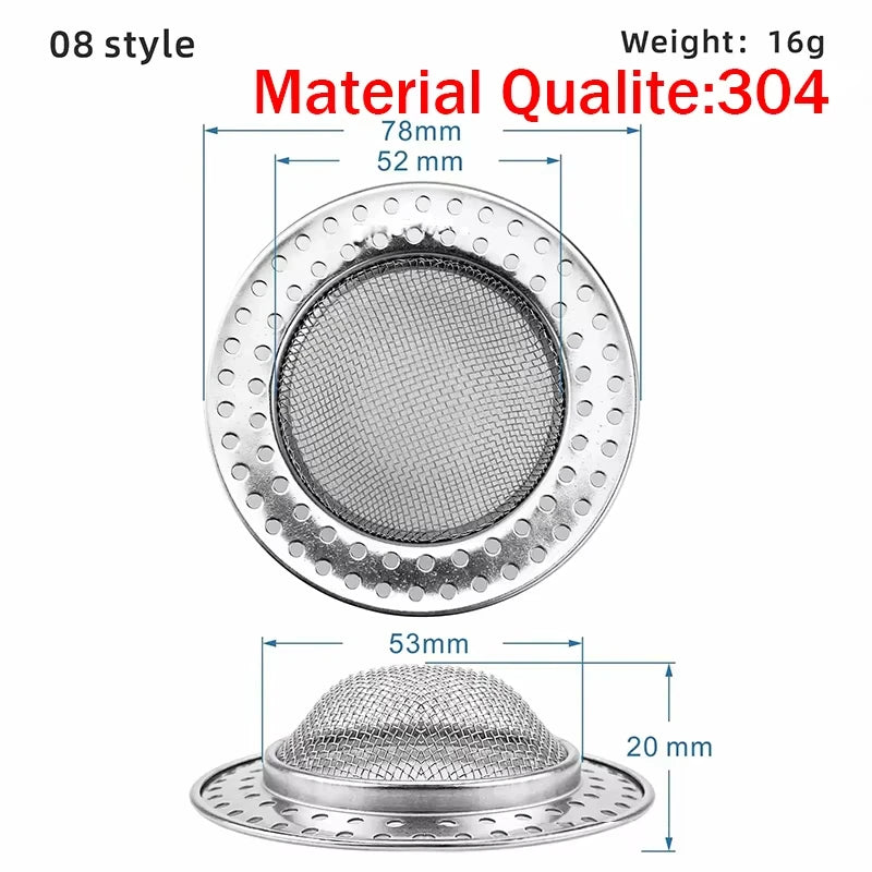 Stainless Steel Sink Strainer | Kitchen Sink Drain Filter | Shower Bathtub Bathroom Floor Drain Mesh Filter