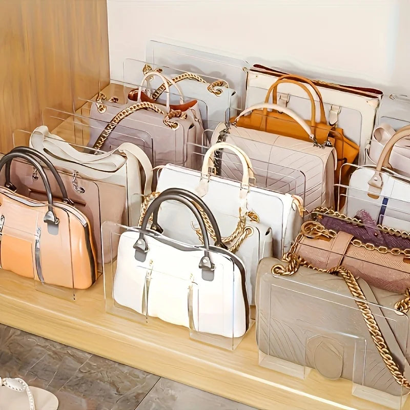 Clear Acrylic Handbag Organizer Set | Purse & Wallet Storage Racks | Space-Saving Closet Organizer for Bags, Books & Accessories
