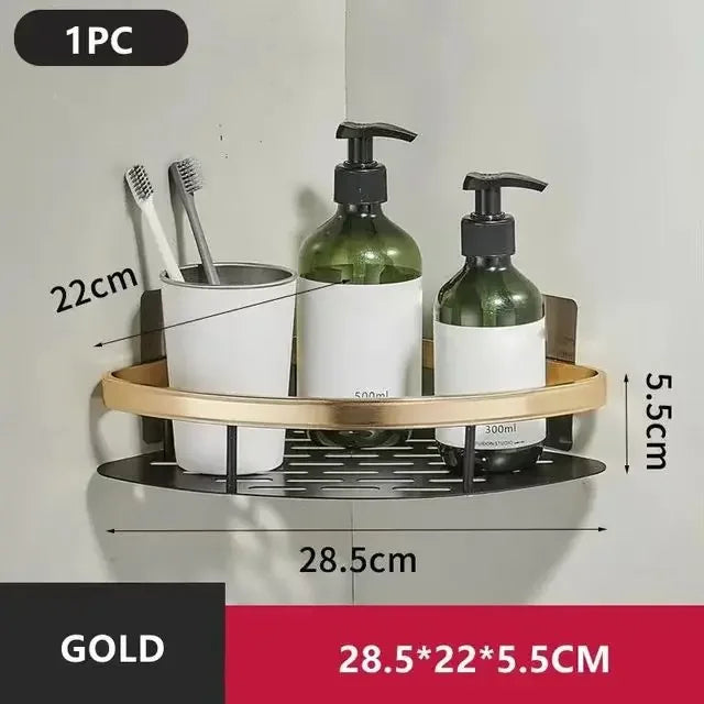 No Drill Bathroom Shelf | Wall Mounted Adhesive Bathroom Organizer for Shower and Wall