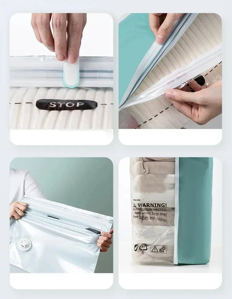 No-Pump Vacuum Storage Bag | Large Compression Bag for Clothes, Blankets & Travel | Space-Saving Organizer