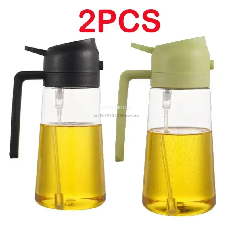2-in-1 Oil Sprayer & Dispenser Bottle | Refillable Kitchen Oil Spray Bottle | Olive Oil & Cooking Oil Mister for Cooking
