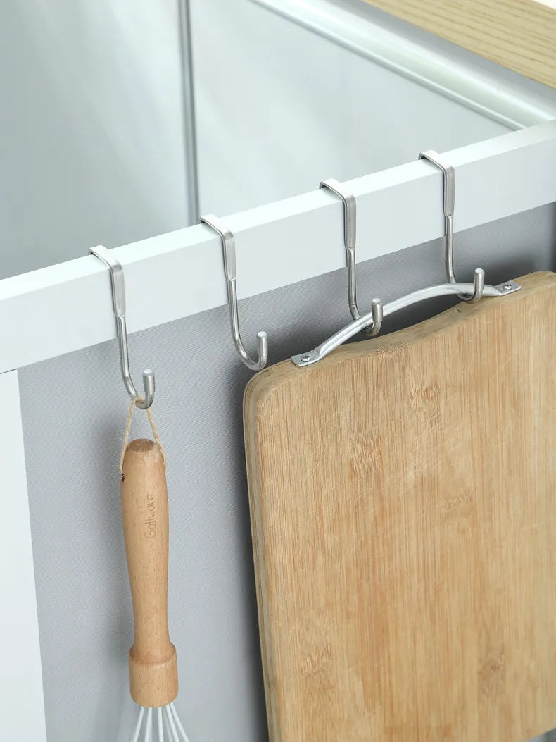 Stainless Steel Double S-Shaped Door Hanger Hooks | Over Door Storage Organizer for Bathroom, Kitchen & Closet | Hooks Only. Towels and Accessories are Not Included