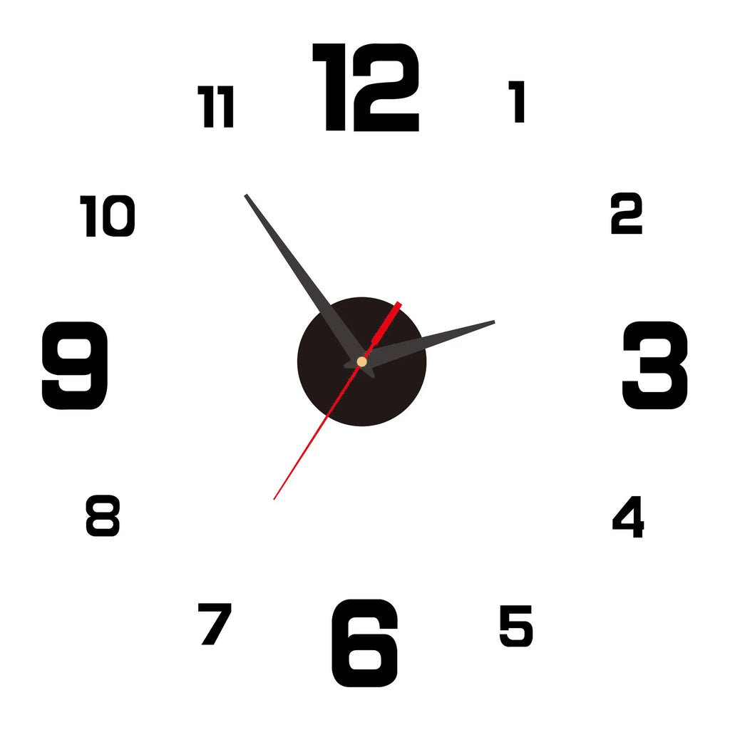 3D Frameless DIY Wall Clock | Large Wall Sticker Clock | Modern Living Room & Office Wall Decor