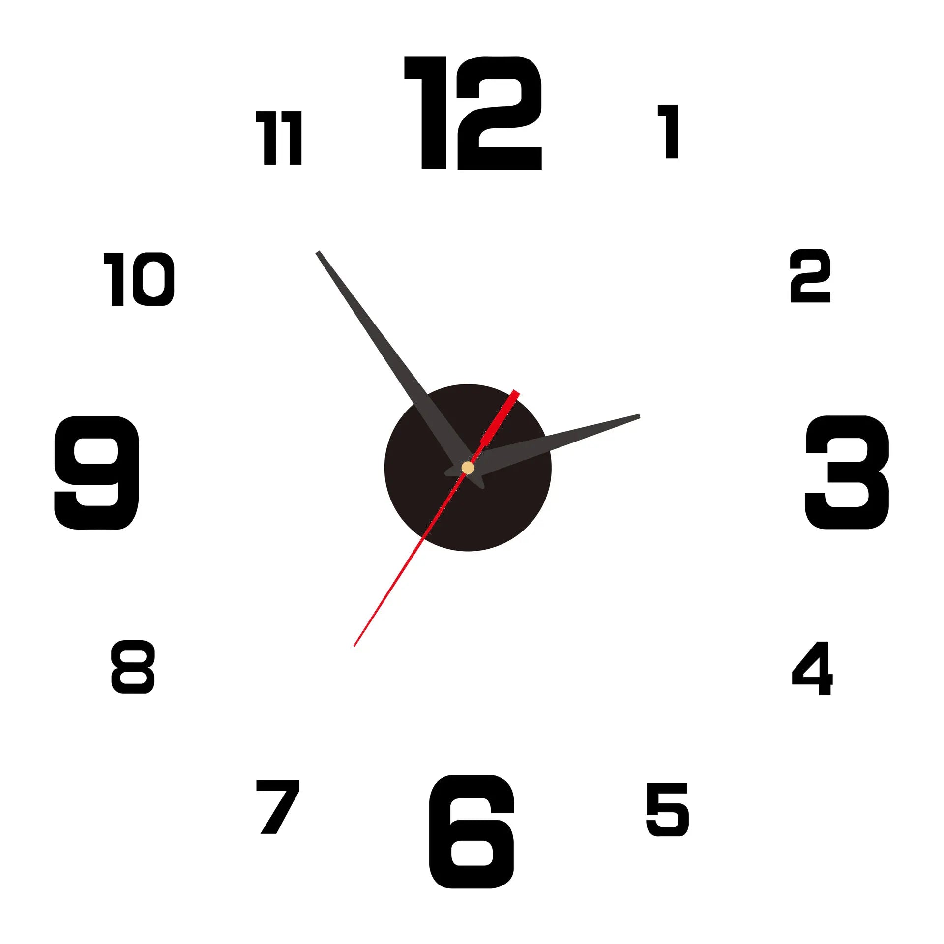 3D Frameless DIY Wall Clock | Large Wall Sticker Clock | Modern Living Room & Office Wall Decor