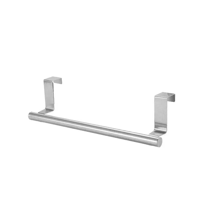 Stainless Steel Over Cabinet Towel Bar | Punch-Free Kitchen & Bathroom Door Towel Holder | Hanging Organizer Rack