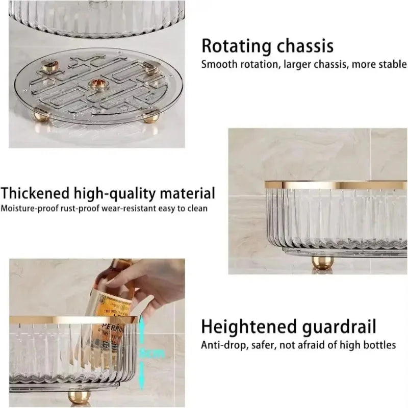 360° Rotating Spice Rack Organizer | Clear Lazy Susan Turntable for Kitchen Cabinets & Pantry | Countertop Seasoning Organizer
