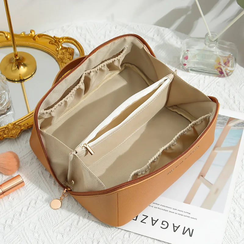 Luxury Makeup Bag | Large Capacity Toiletry Organizer Case | Zipper Cosmetic Storage Pouch for Women