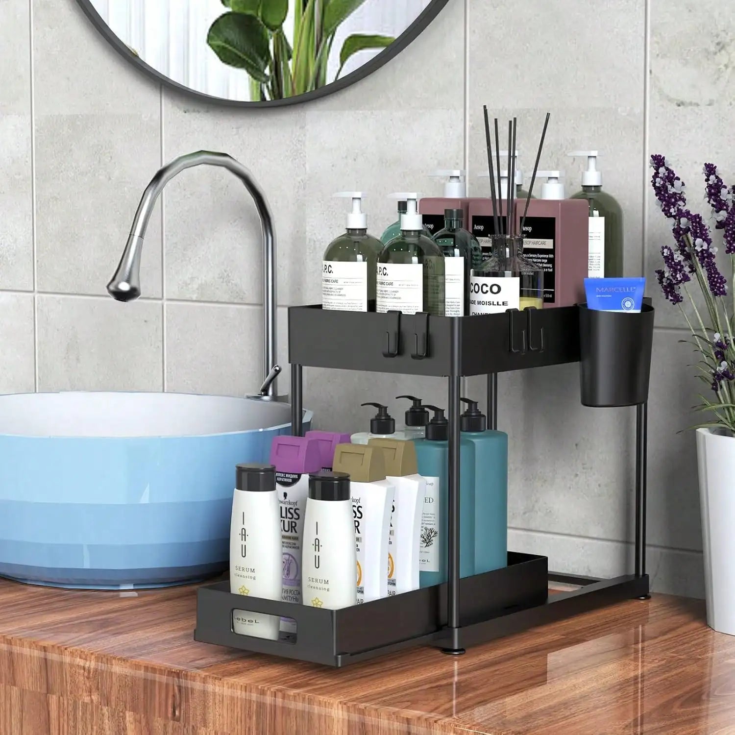Pull-Out Under Sink Organizer | Heavy-Duty Sliding Storage Shelf for Kitchen & Bathroom | Large Capacity Cabinet Organizer 2PCS Set